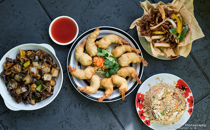 selection of Chinese meals from Dragon House - food photography hull