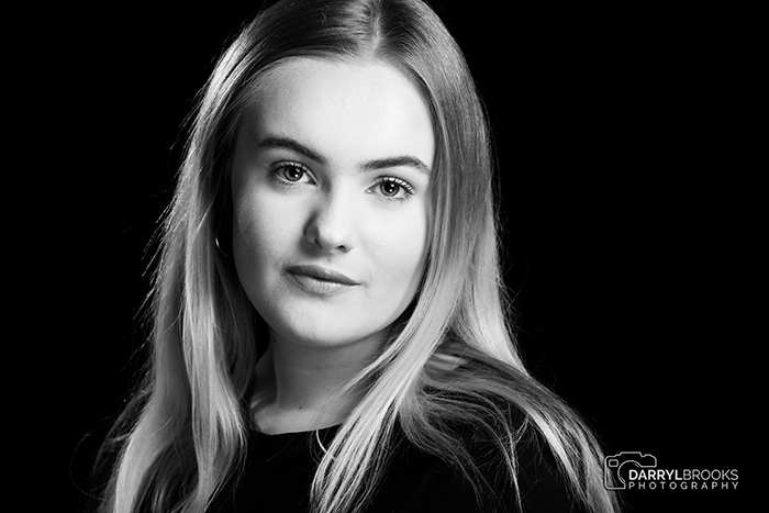 black and white actor portfolio headshot photograph taken in the Hull studio Darryl Brooks Photography