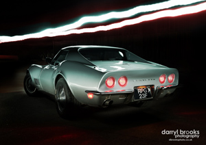 photo of 1968 chevrolet corvette car with rear lights on