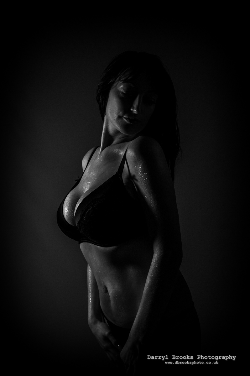 black and white oil and water sensual boudoir photoshoot
