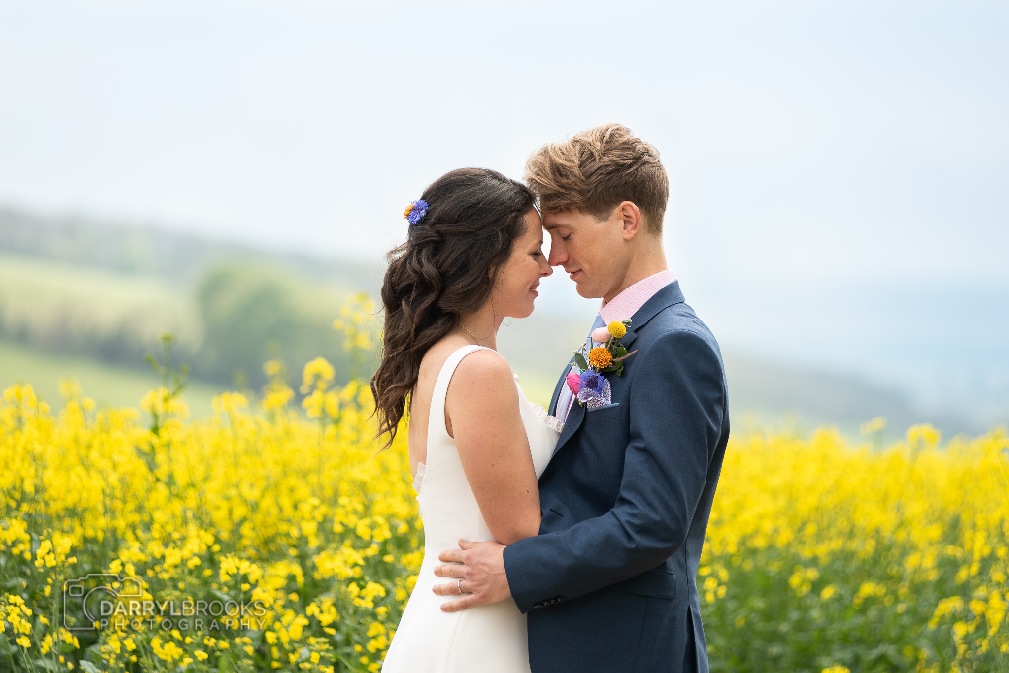 couple at wedding Little Wolds Vineyard